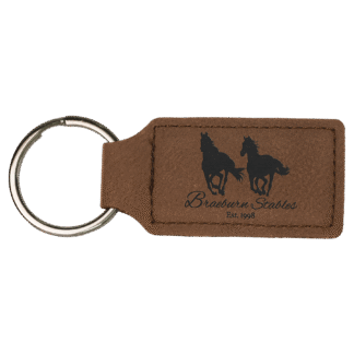 Dark Brown Leatherette Rectangle Keychain